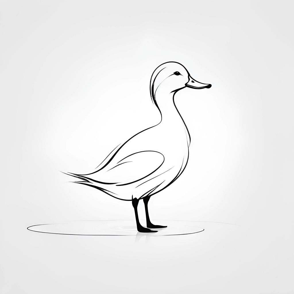 duck standing on a white surface with a shadow