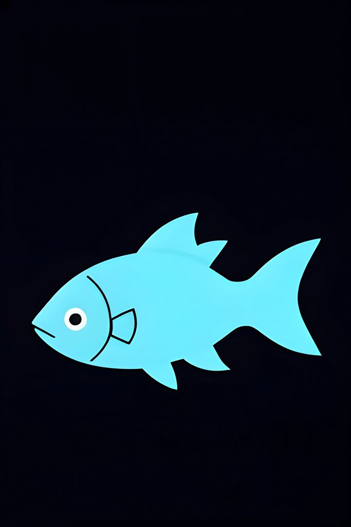 a blue fish with a big nose on a black background