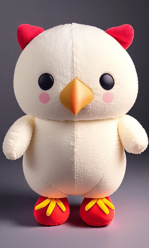 white stuffed animal with red feet and a yellow beak
