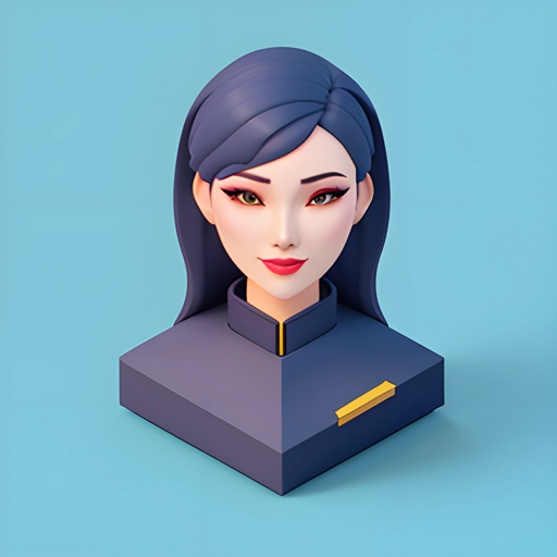 image of a female avatar in a blue box