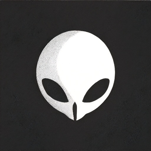 a white alien face with a black background