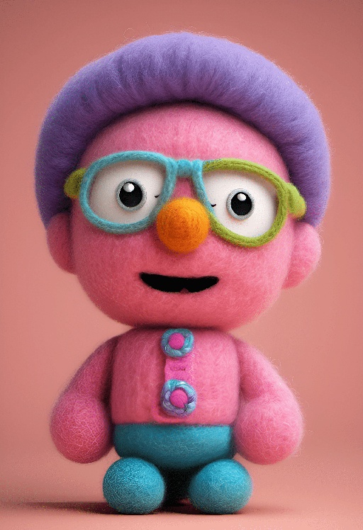 a close up of a pink stuffed animal wearing glasses and a tie