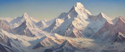 painting of a mountain range with a snow covered peak