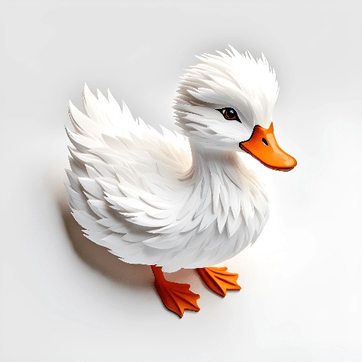 a white duck with orange feet and a white background