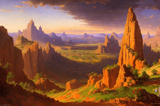 painting of a mountain landscape with a valley and a valley below