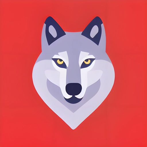 a wolf head with a red background