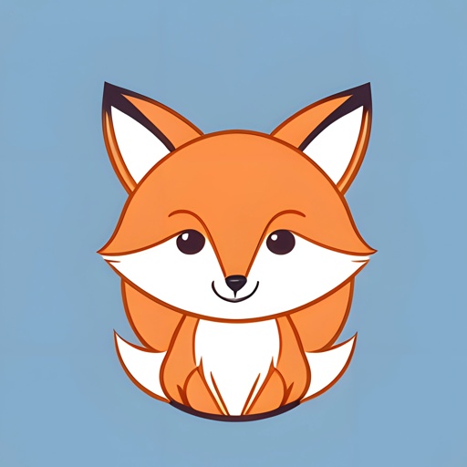 a cartoon fox sitting on a blue surface