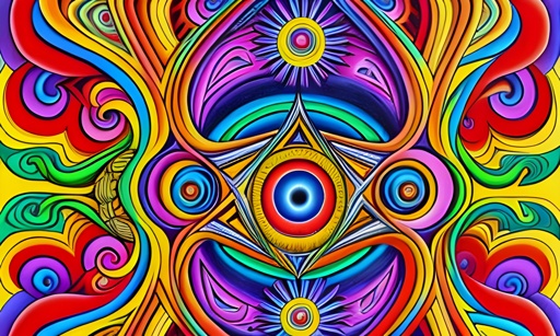 a painting of a colorful abstract design with a star in the center