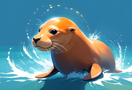 a cartoon of a seal in the water