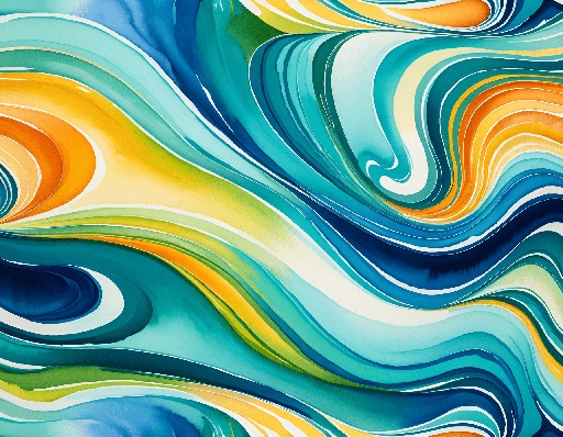 abstract painting of a colorful wave of paint on a black background