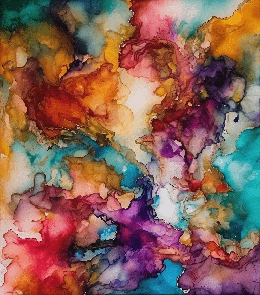 abstract painting of a colorful cloud of watercolors on a white background