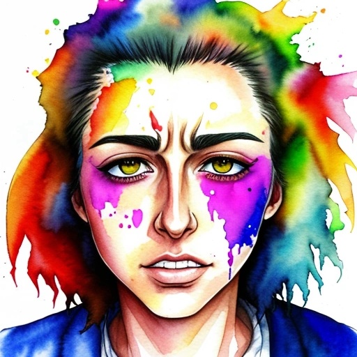 a painting of a woman with colorful paint on her face