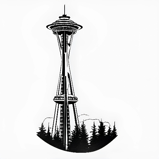 image of a black and white picture of a space needle