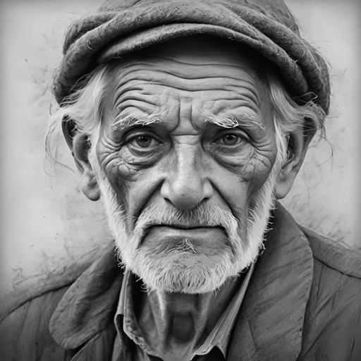 old man with a hat and a beard wearing a jacket