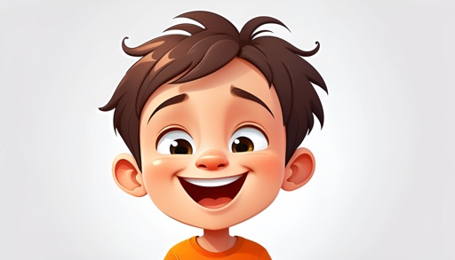 cartoon boy with a toothbrush in his mouth and a smile on his face