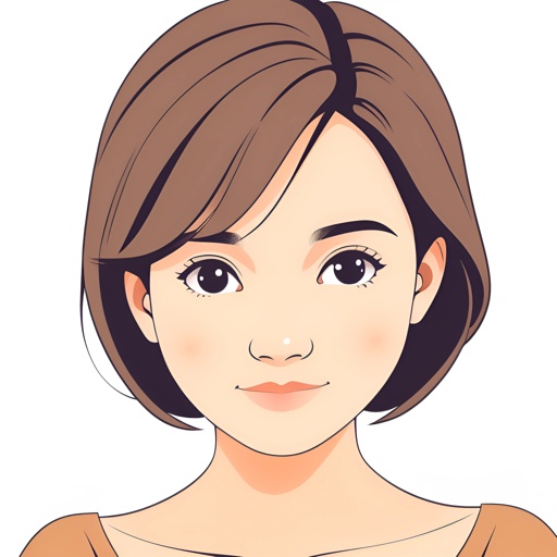 cartoon of a woman with a brown shirt and brown hair