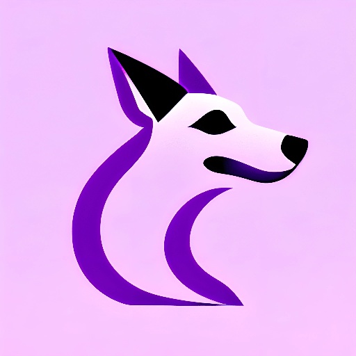 purple dog head with black ears and a black nose