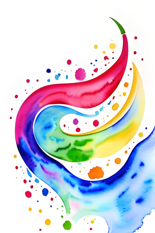 brightly colored swirls of paint on a white background with multicolored spots