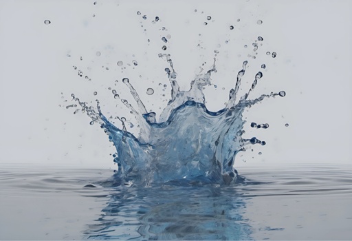 shot of a blue water splash with bubbles