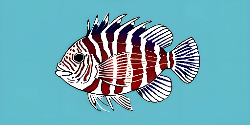 a fish with a red, white and blue stripe on it