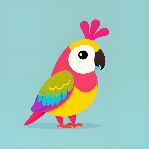 brightly colored bird with a pink crown on its head