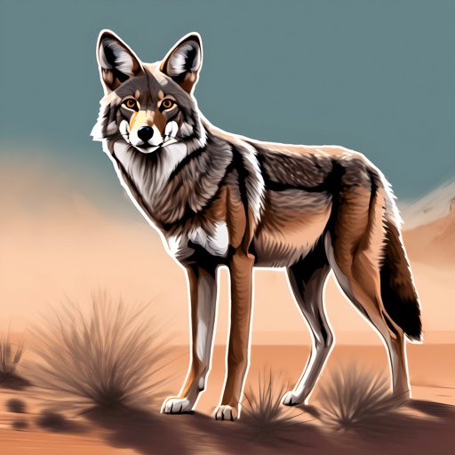 a drawing of a wolf standing in the desert