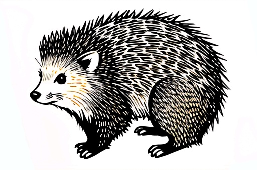 drawing of a hedgehog with a white background