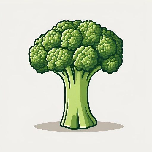 a green broccoli head on a white background