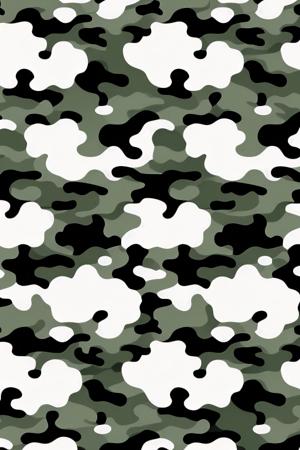 camouflage pattern with white and black spots on a green background