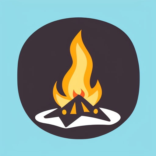 a black and yellow fire with a blue background