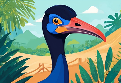 a bird with a long beak standing in the jungle