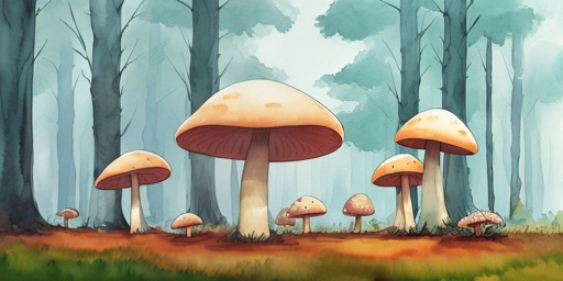 there are many mushrooms that are standing in the woods