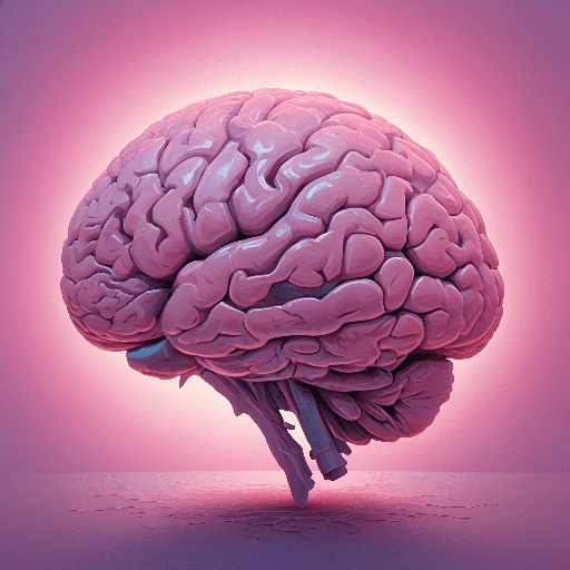 brain on a pink background with a pink light