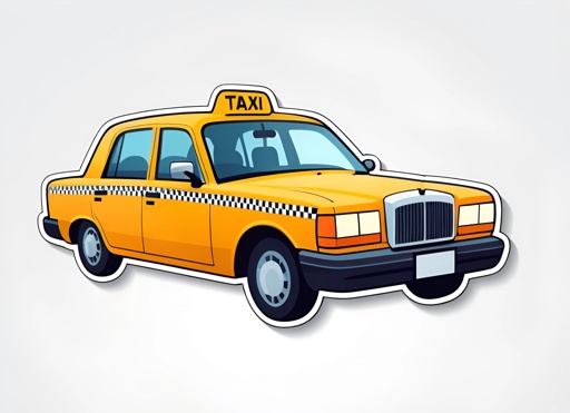 a yellow taxi cab with a black cab on the top