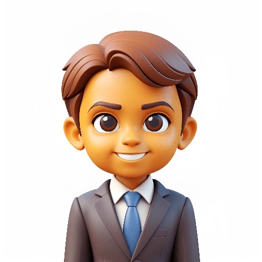 cartoon business man in a suit and tie with a smile