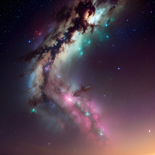 view of a large galaxy with a very long cloud