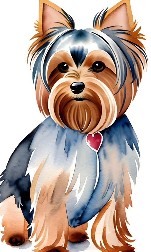 a watercolor drawing of a dog with a collar