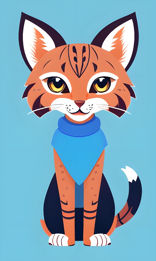 a cartoon cat with a blue bandanna on its neck