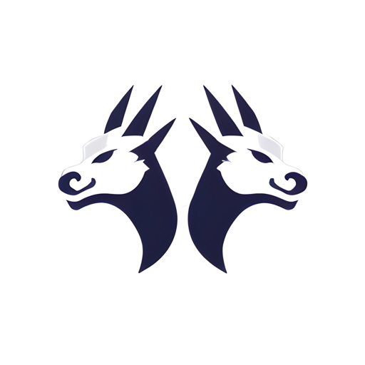 there are two antelope heads with horns on a white background
