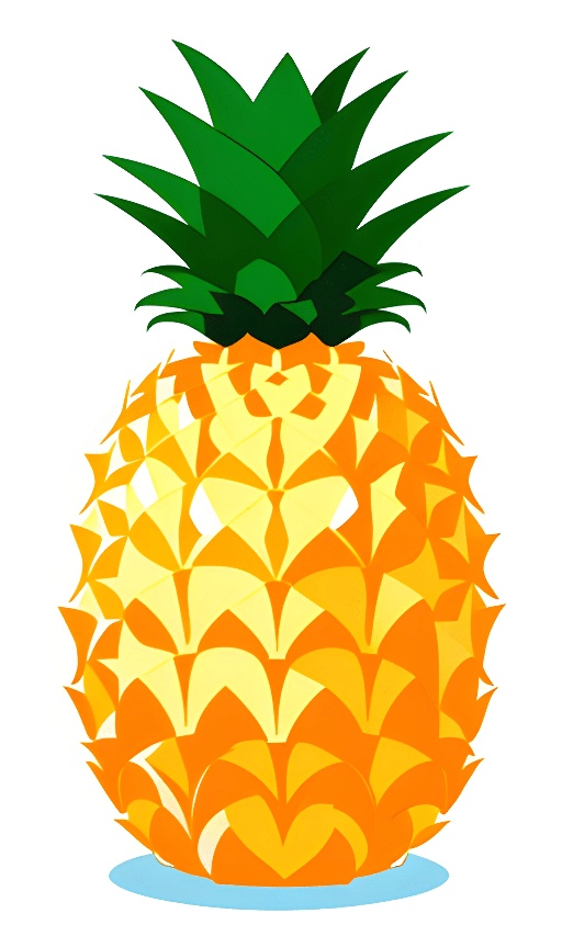 a pineapple with a green top on a white background