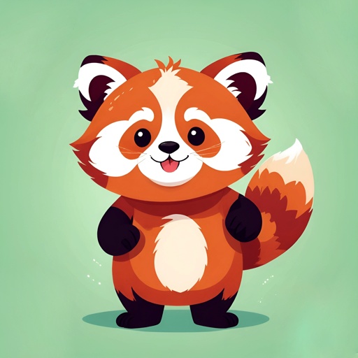 a cartoon red panda standing up with its paws crossed