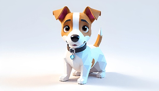 a 3d dog sitting on a white surface