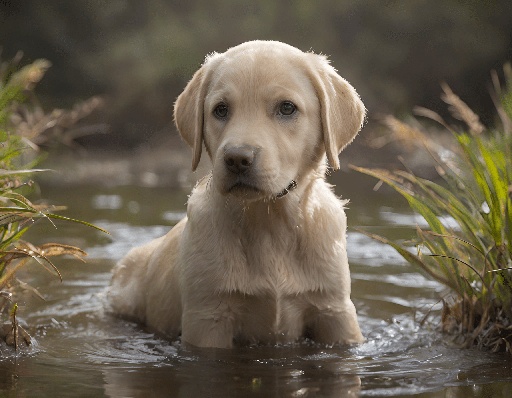 a dog that is sitting in the water
