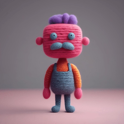 a knitted toy of a man with a mustache