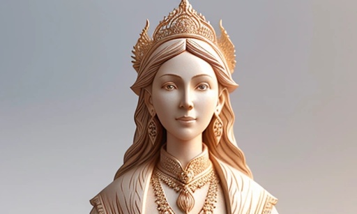 a close up of a statue of a woman with a crown on her head