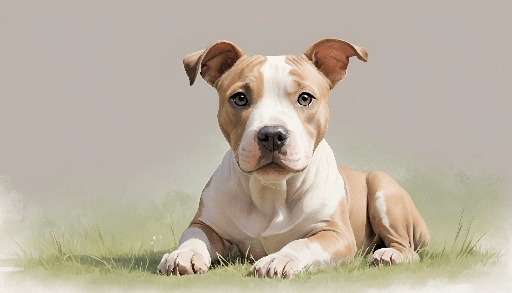painting of a dog laying on the grass with a white background