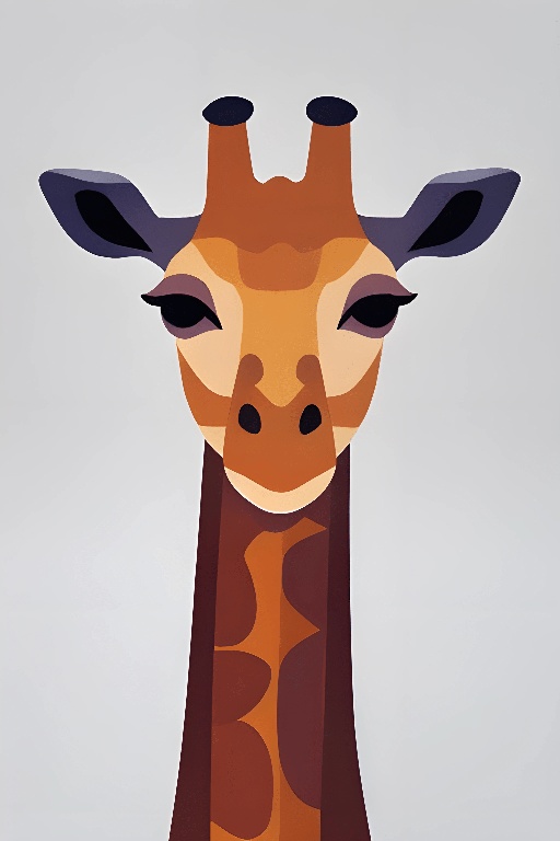a giraffe that is standing up with a gray background