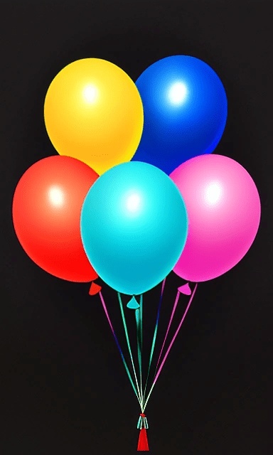 there are a bunch of balloons that are on a black background