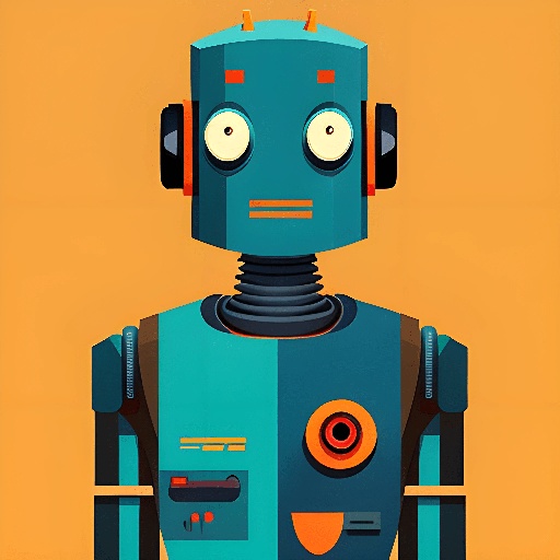 a robot that is standing up with a yellow background