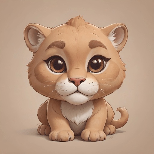 cartoon illustration of a cute little lion cub sitting down